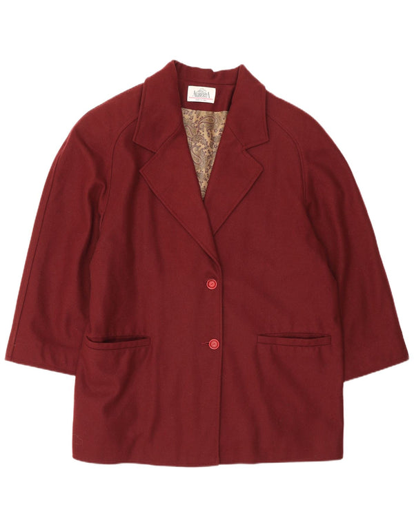 Jaqueta blazer feminina vintage de manga 3/4 de grandes dimensões IT 49 XL Borgonha