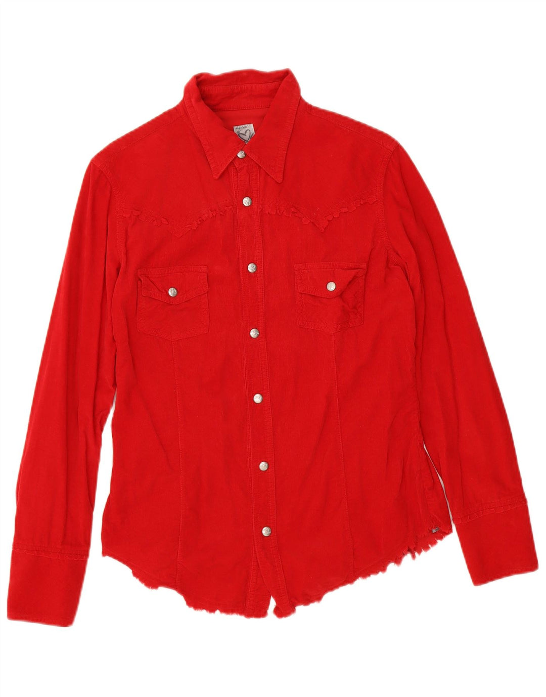 Camisa feminina de veludo Phard UK 12 algodão vermelho médio