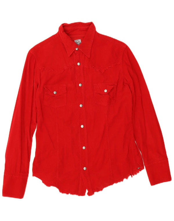 Camisa feminina de veludo Phard UK 12 algodão vermelho médio