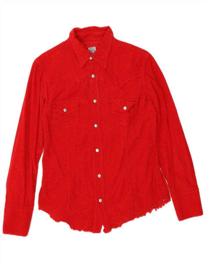 Camisa feminina de veludo Phard UK 12 algodão vermelho médio