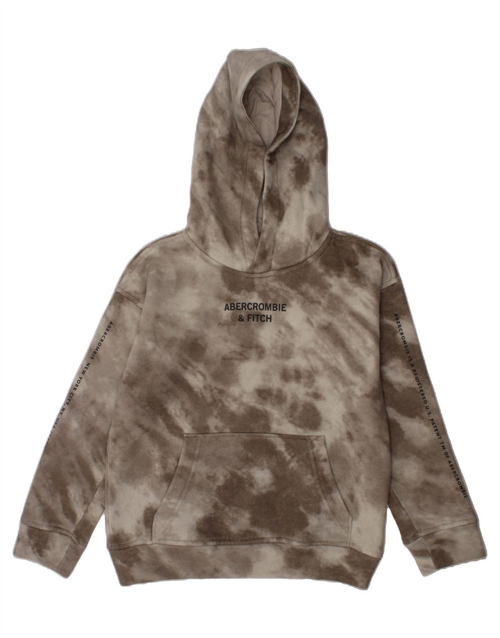 ABERCROMBIE & FITCH Girls Relaxed Fit Hoodie Jumper 7-8 Years Beige Vintage Abercrombie & Fitch and Second-Hand Abercrombie & Fitch from Messina Hembry 