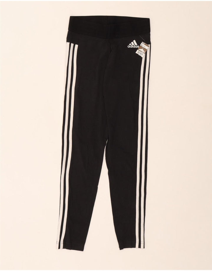 ADIDAS Womens Crop Leggings UK 10 Small Black Cotton