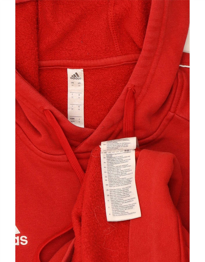 Adidas Mens Hoodie Jumper Médio Algodão Vermelho