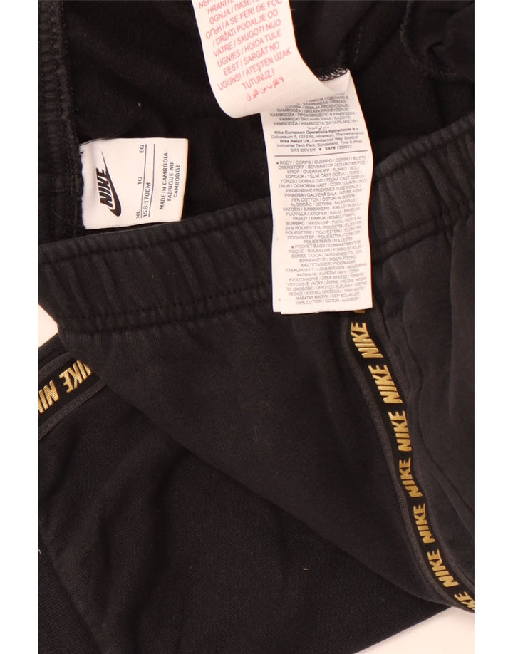 NIKE Girls Graphic Tracksuit Calças Joggers 13-14 Anos XL Preto Algodão
