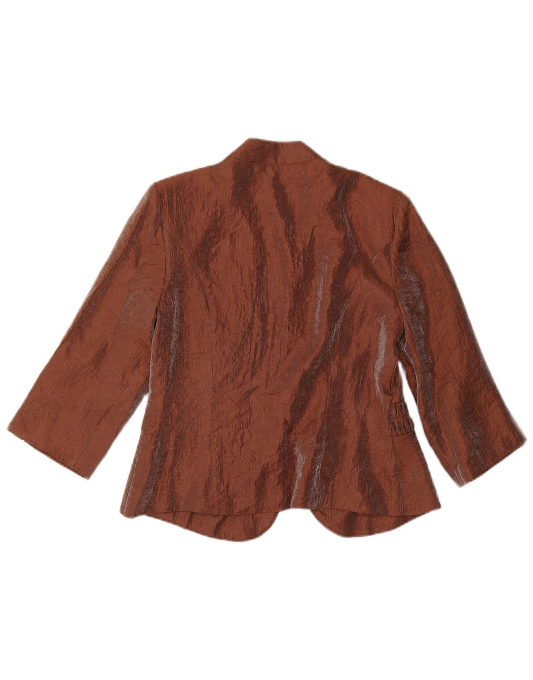 Jaqueta blazer feminina vintage manga 3/4 Reino Unido 10 pequeno rayon marrom