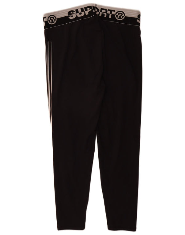 Superdry Womens Crop Graphic Leggings UK 16 Grande bloco colorido preto