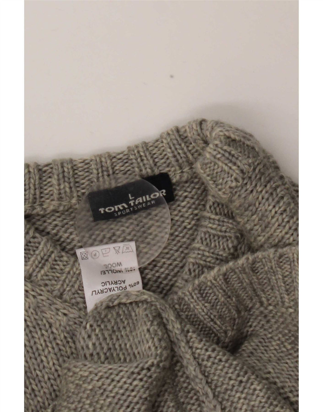Suéter feminino Tom Tailor com decote em V Reino Unido 16 grande bloco colorido cinza