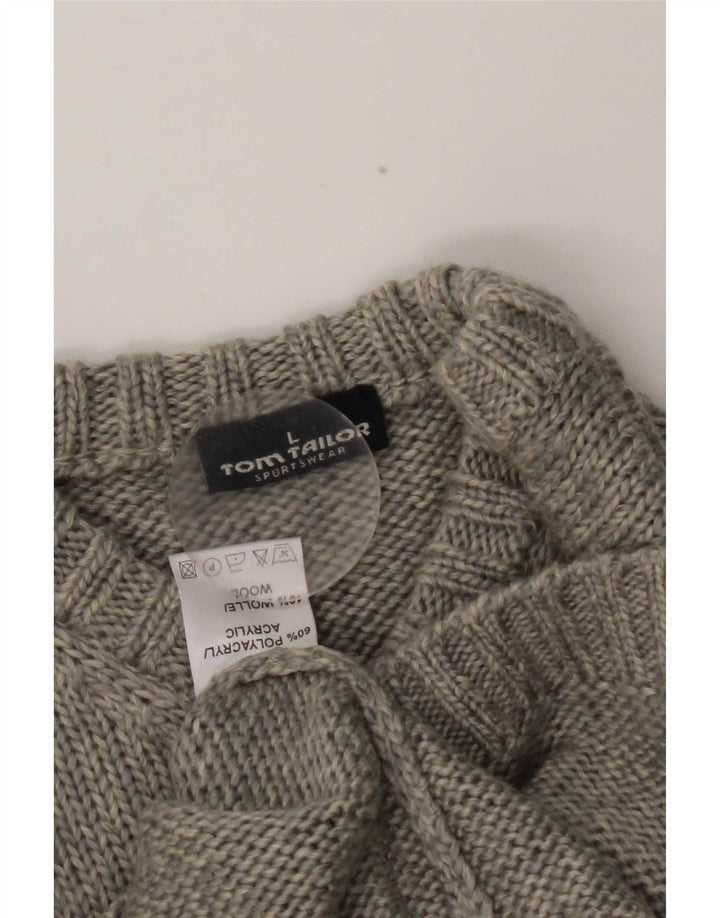 Suéter feminino Tom Tailor com decote em V Reino Unido 16 grande bloco colorido cinza