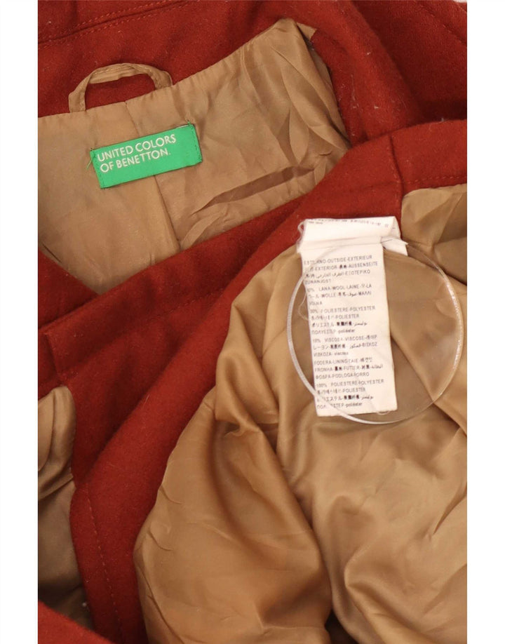 Casaco Pea Coat Feminino Benetton UK 14 Grande Lã Marrom