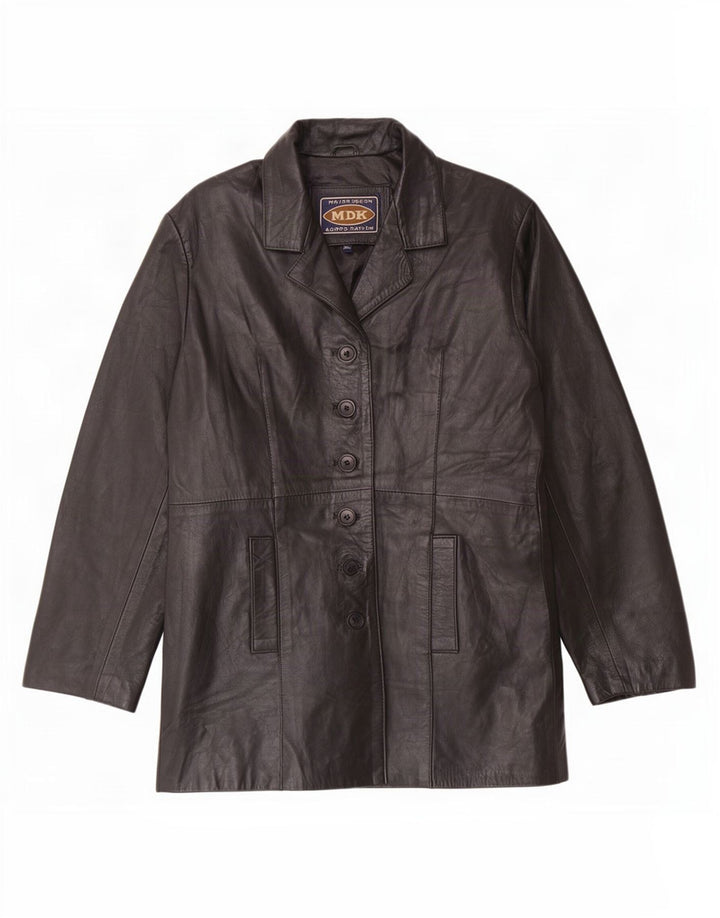 Jaqueta blazer feminina de couro com 6 botões MDK Reino Unido 18 XL preta