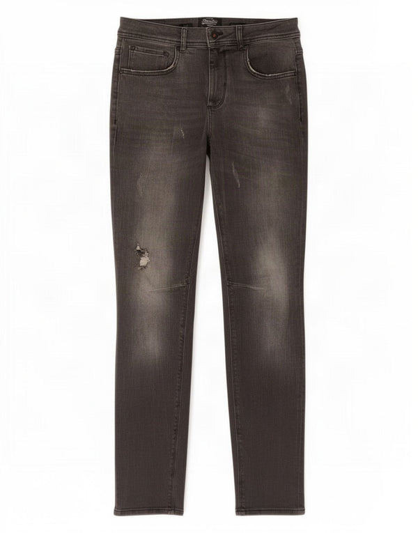Superdry Mens Low Rider Distressed Slim Jeans W32 L32 Algodão Cinza