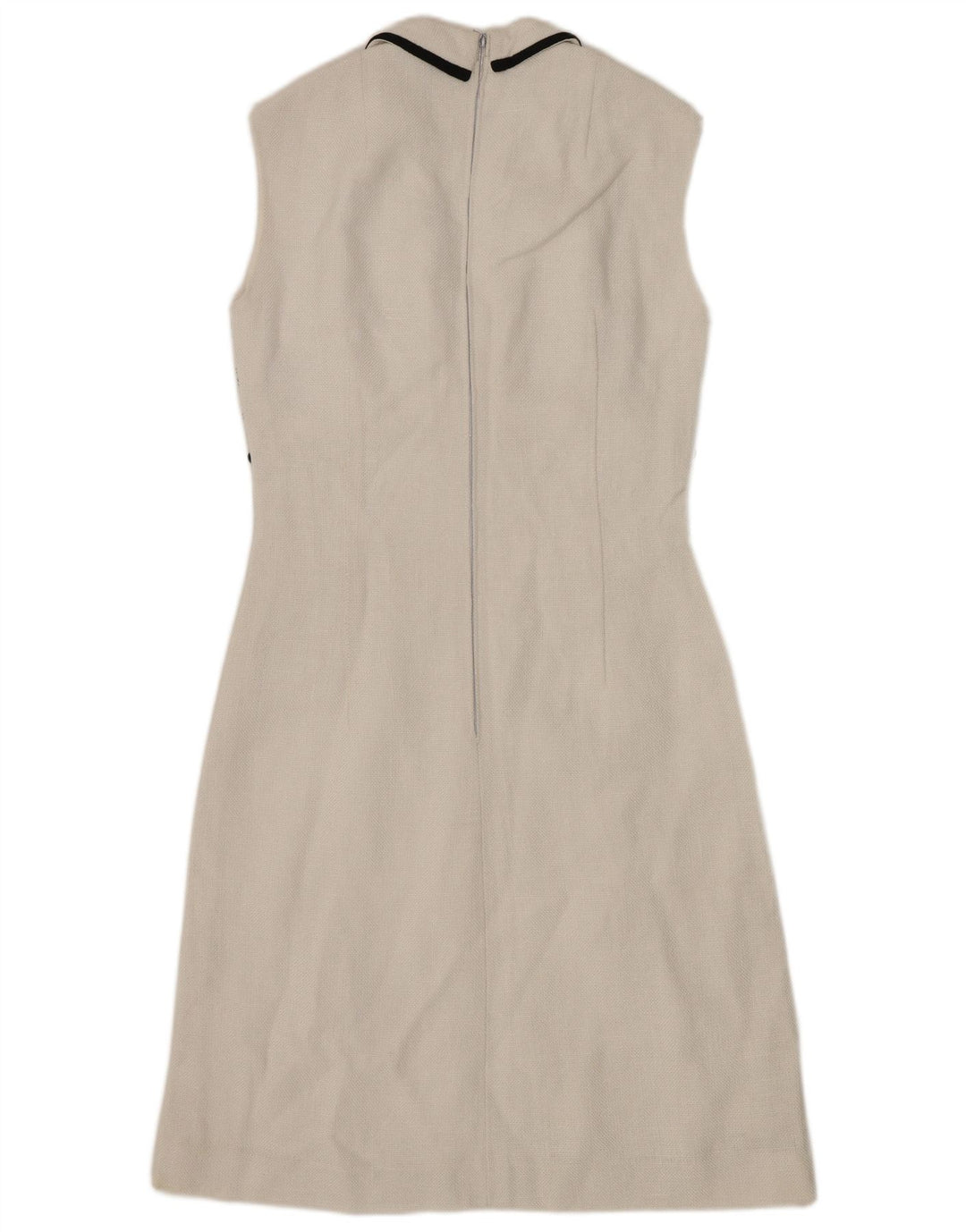 Vestido feminino VINTAGE sem mangas evasê UK 8 pequeno xadrez branco
