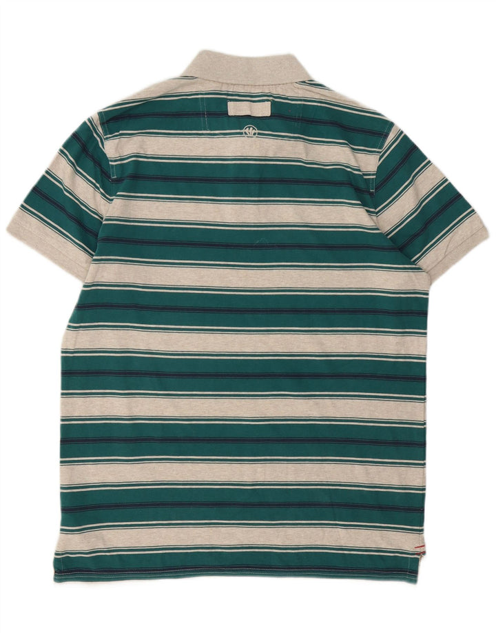 Camisa polo masculina Fat Face algodão listrado verde médio