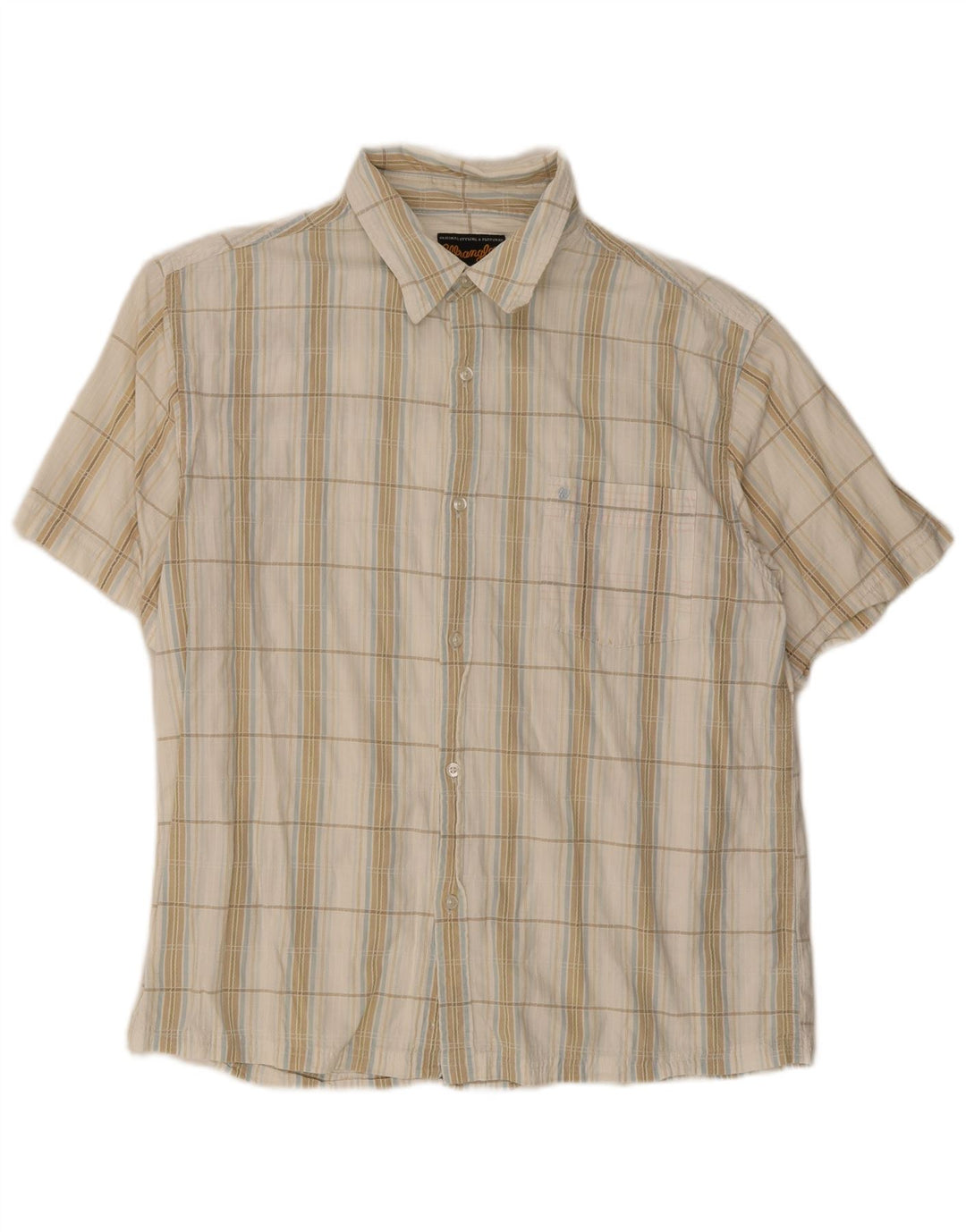 Camisa Masculina Wrangler de Manga Curta XL Xadrez Branco Algodão