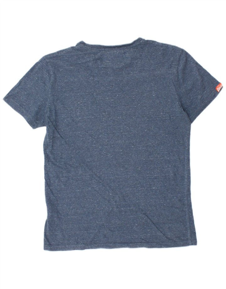 Camiseta masculina SUPERDRY Top médio algodão manchado azul marinho