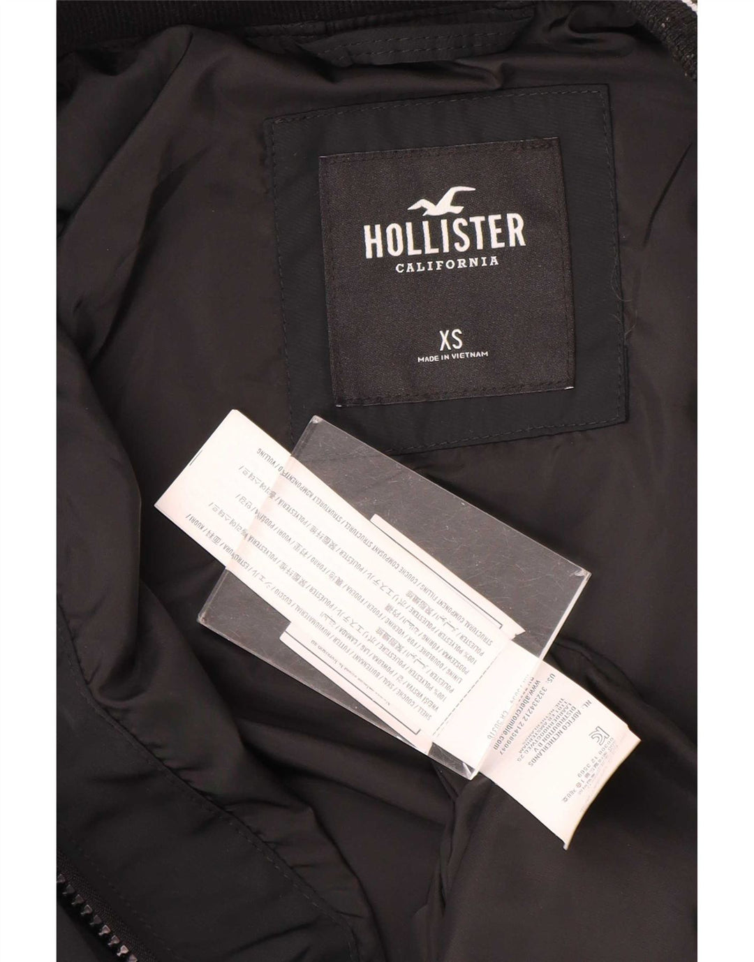 Jaqueta bomber masculina Hollister UK 34 XS poliéster listrado preto