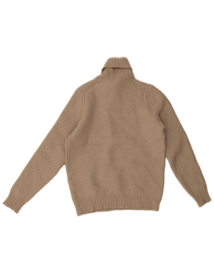 Suéter feminino Massimo Dutti com gola redonda Reino Unido 14 grande bege geométrico