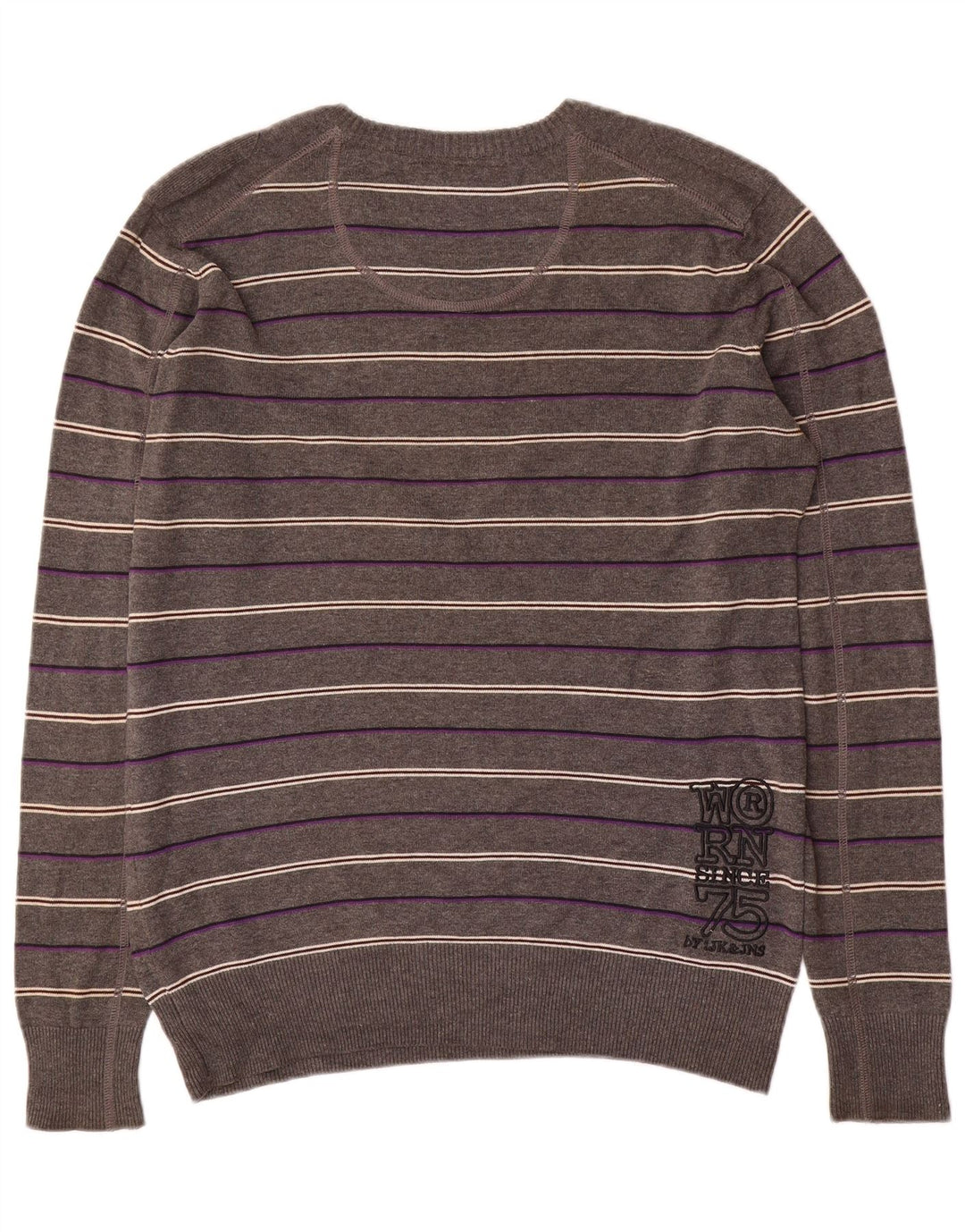 Jack & Jones Suéter masculino gráfico com decote em V grande listrado cinza