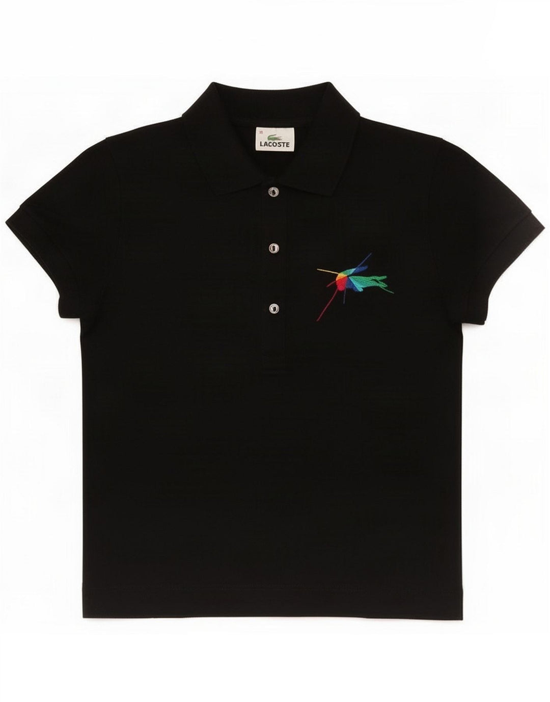 Camisa polo feminina Lacoste tamanho 38 algodão preto médio