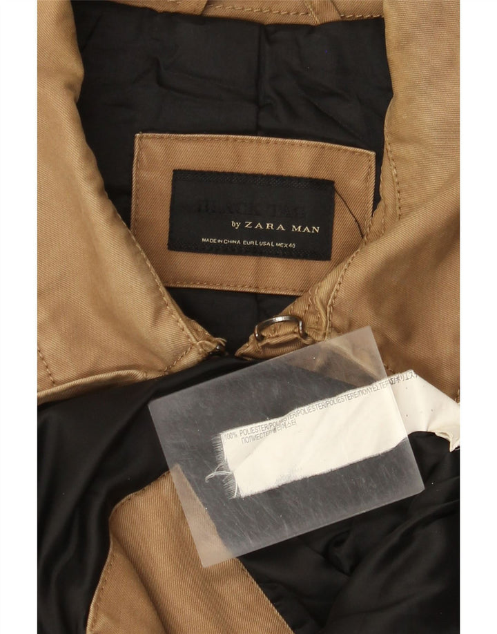 Jaqueta militar masculina Zara UK 40 grande poliéster marrom