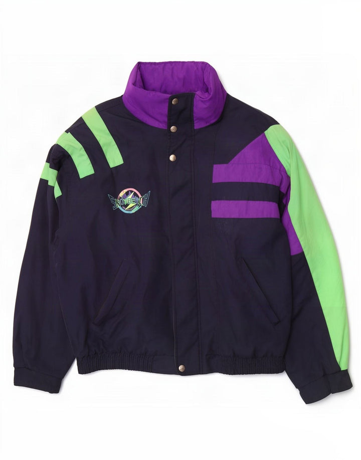 Jaqueta de esqui masculina Fila com capuz IT 50 grande poliéster Colourblock azul marinho