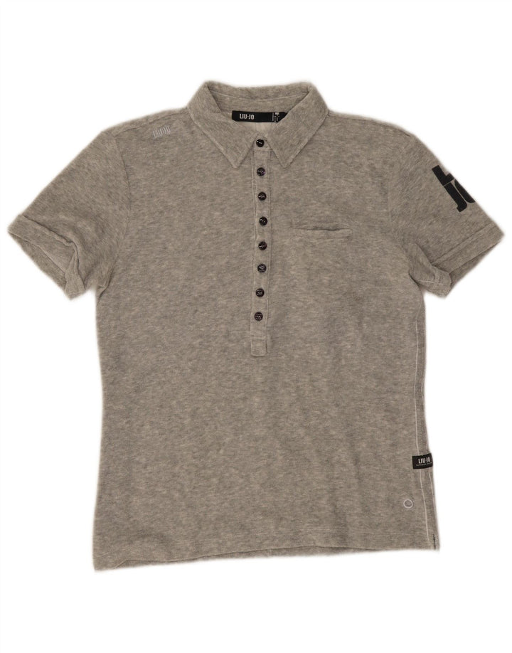 Camisa polo masculina Liu Jo gráfica IT 48 algodão cinza médio