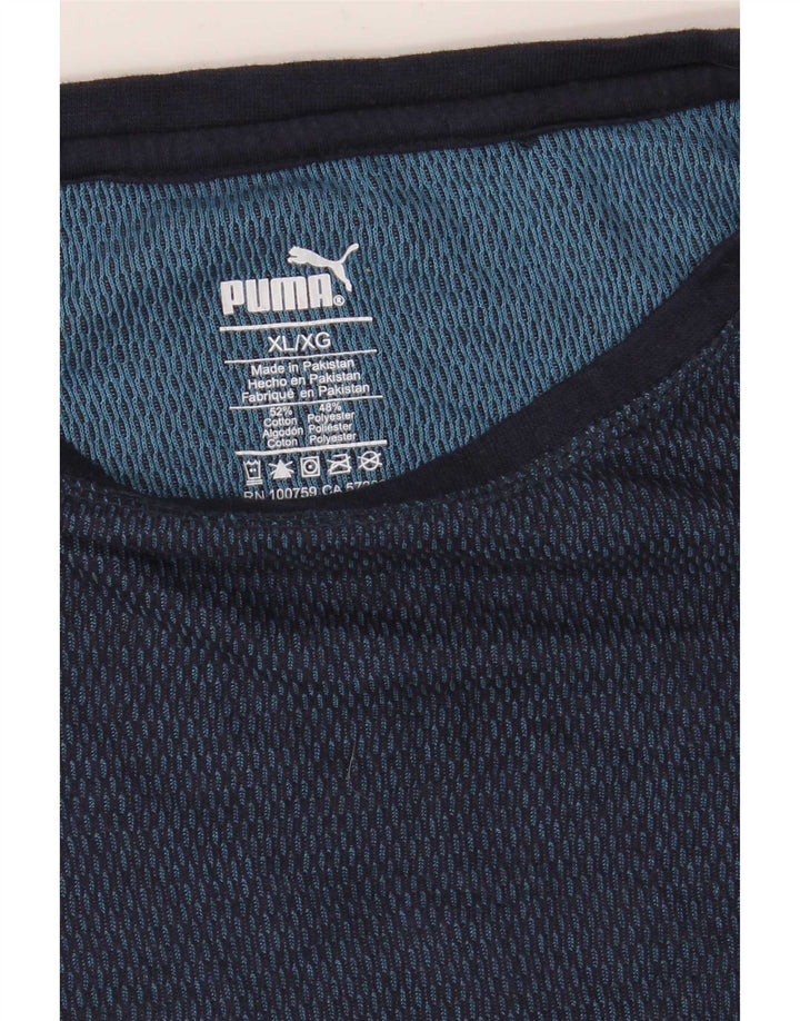 Puma Mens Top Manga Longa XL Azul Marinho Algodão
