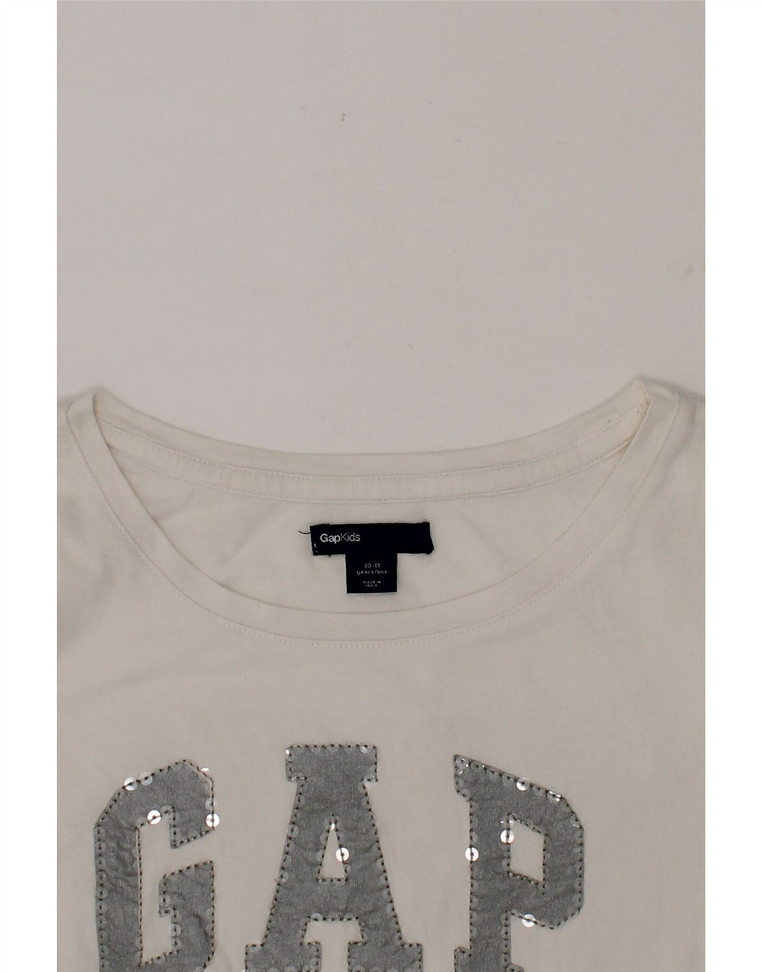 GAP Girls Graphic Top Long Sleeve 10-11 Years White Cotton Vintage Gap and Second-Hand Gap from Messina Hembry 