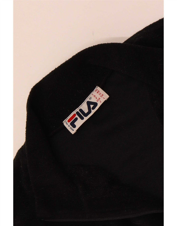 Fila Suéter masculino de lã com zíper e gola pequena preto