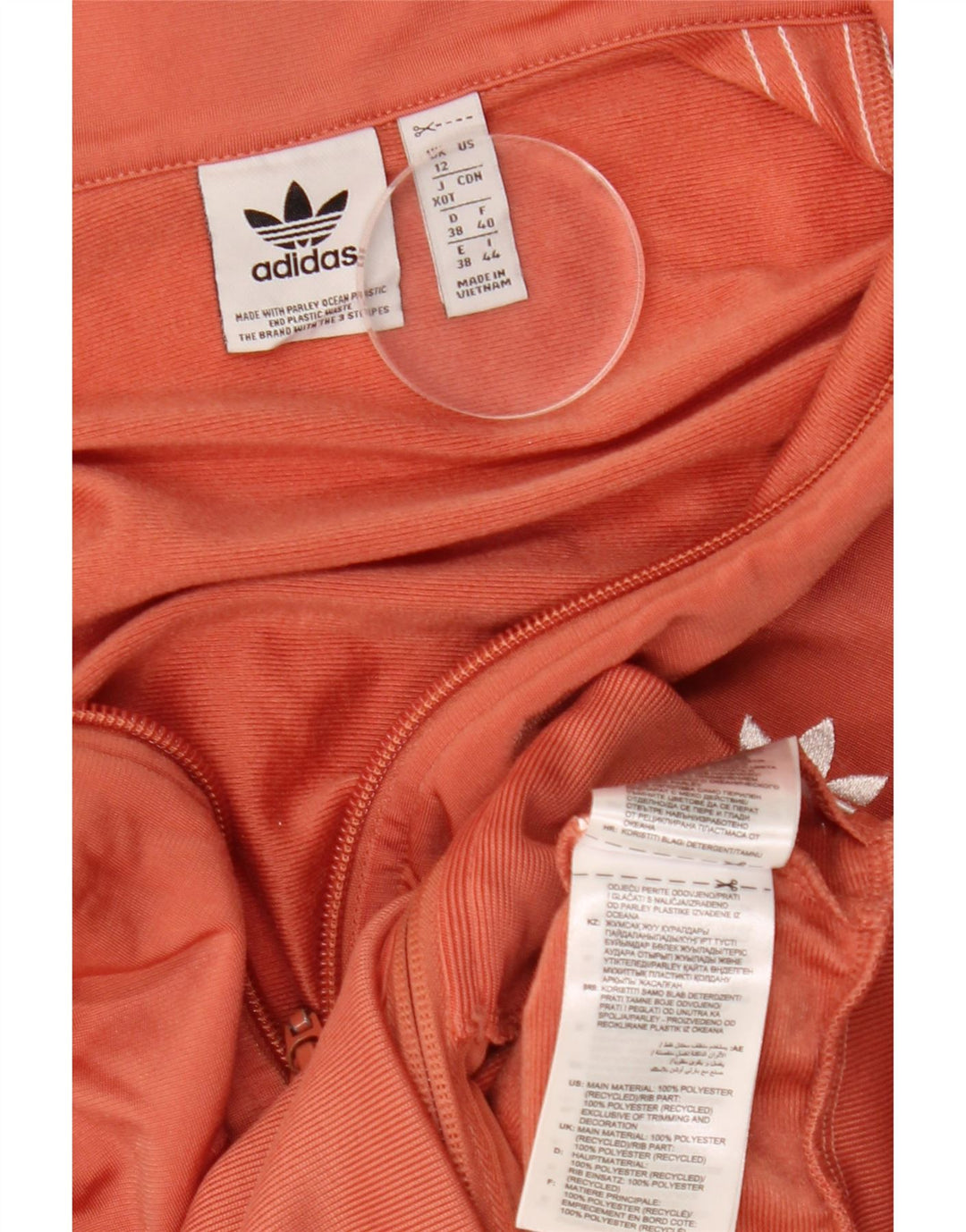 Adidas Womens Crop Tracksuit Top Jacket UK 12 Médio Laranja Poliéster