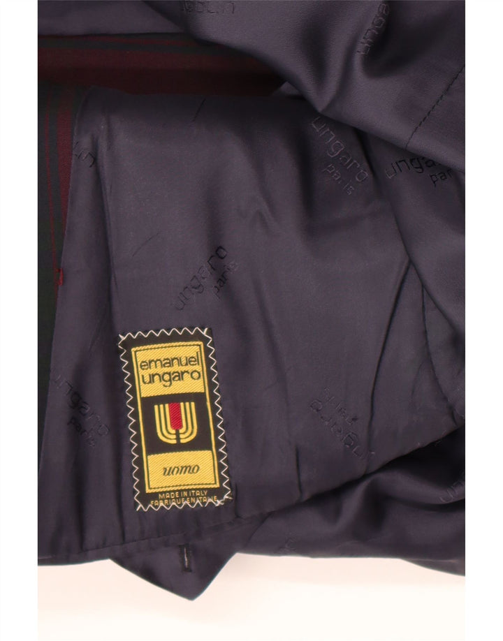 Emanuel Ungaro Jaqueta Blazer Masculina de 2 Botões Reino Unido 38 Médio Borgonha Xadrez
