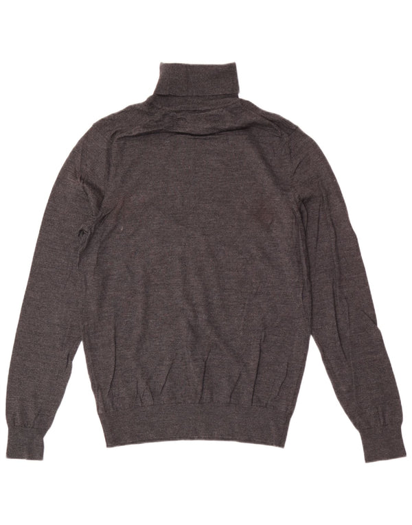 Tommy Hilfiger Suéter masculino com gola redonda, grande lã cinza