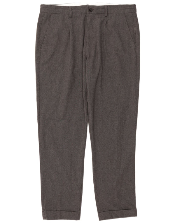 Zara Calça Chino Masculina Reta EU 44 Grande W34 L29 Poliéster Cinza