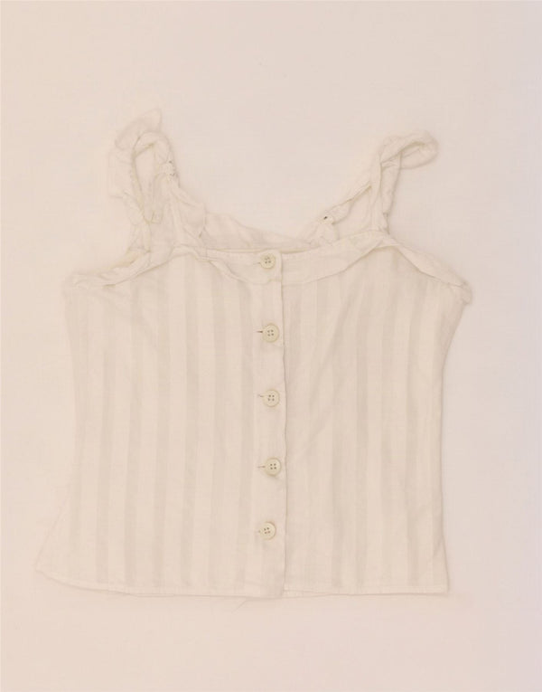 Top feminino vintage cropped UK 4 XS listrado branco
