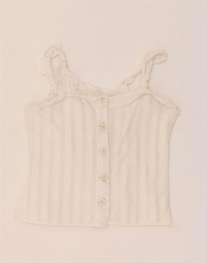Top feminino vintage cropped UK 4 XS listrado branco