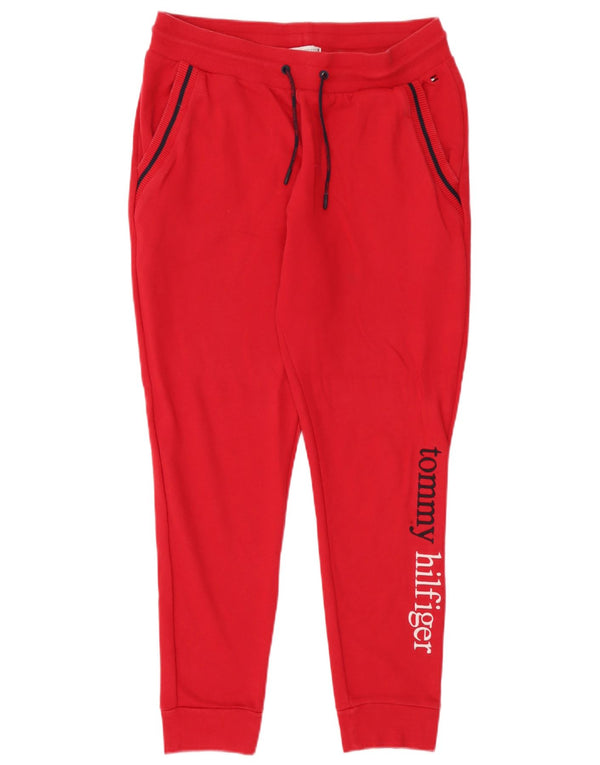 Calça esportiva masculina Tommy Hilfiger com estampa gráfica grande de algodão vermelho