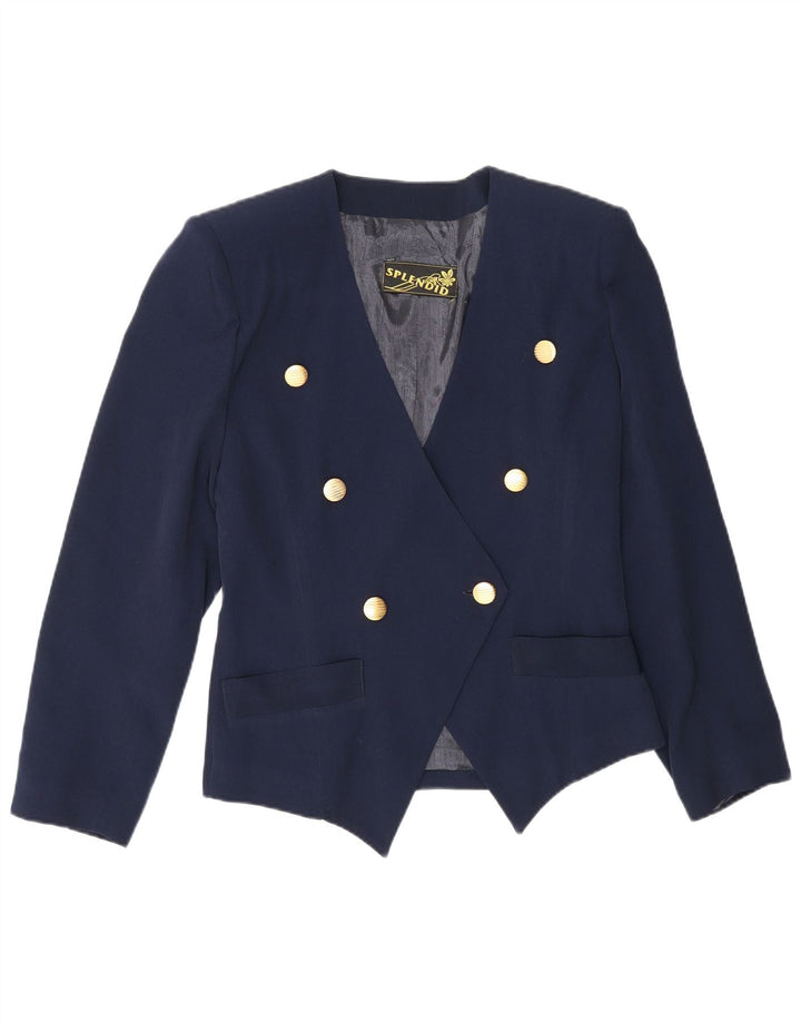 Jaqueta blazer feminina vintage com peito duplo IT 44 azul marinho médio