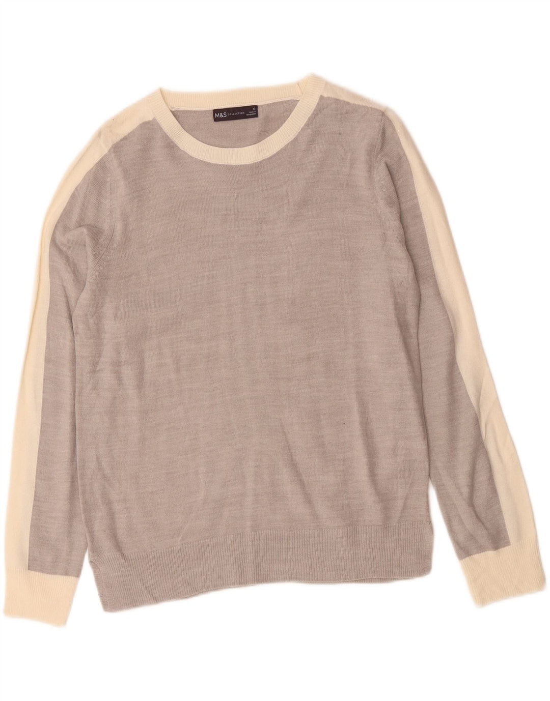 Suéter feminino MARKS & SPENCER com gola canoa Reino Unido 12 cinza médio