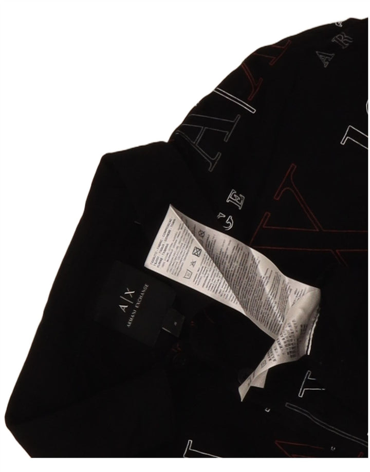 Camisa polo masculina Armani Exchange gráfica pequena de algodão preto