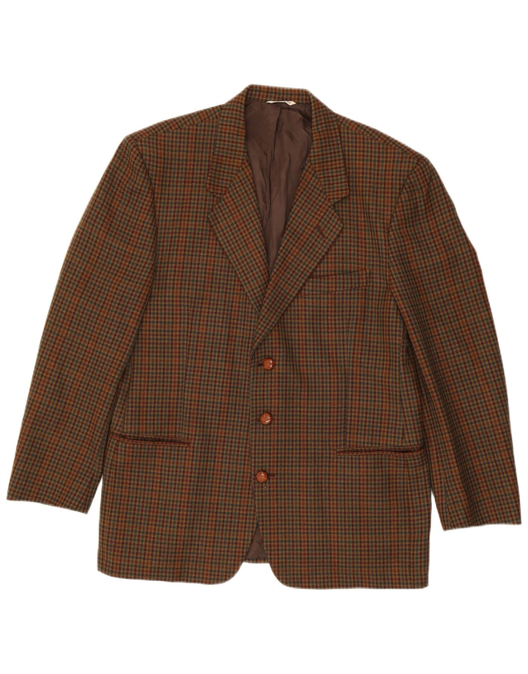 Jaqueta Blazer Masculina Visconti com 3 Botões IT 52 XL Marrom Houndstooth Lambswool