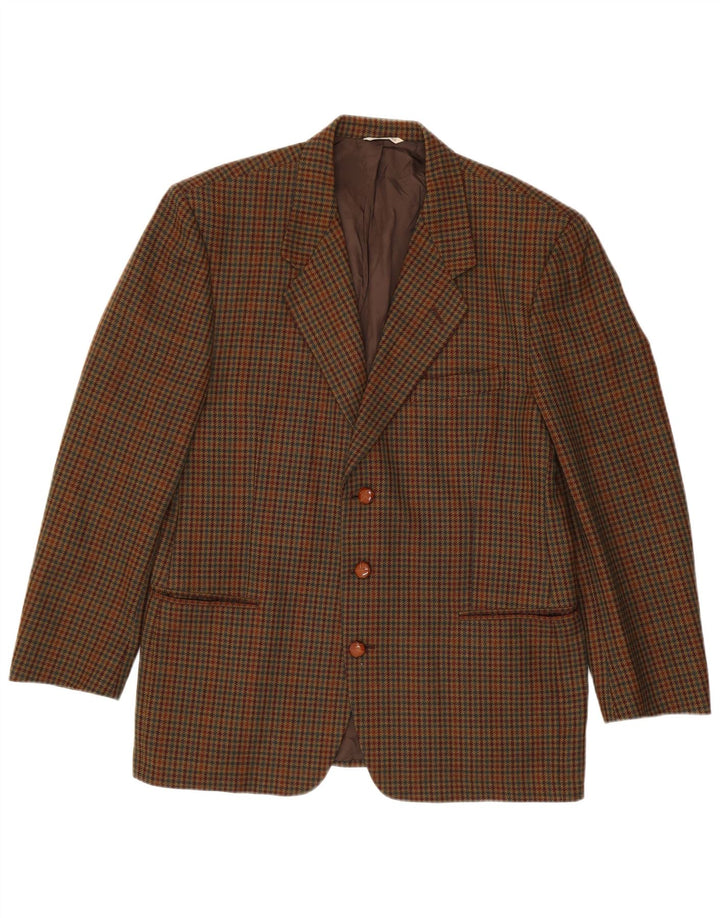 Jaqueta Blazer Masculina Visconti com 3 Botões IT 52 XL Marrom Houndstooth Lambswool