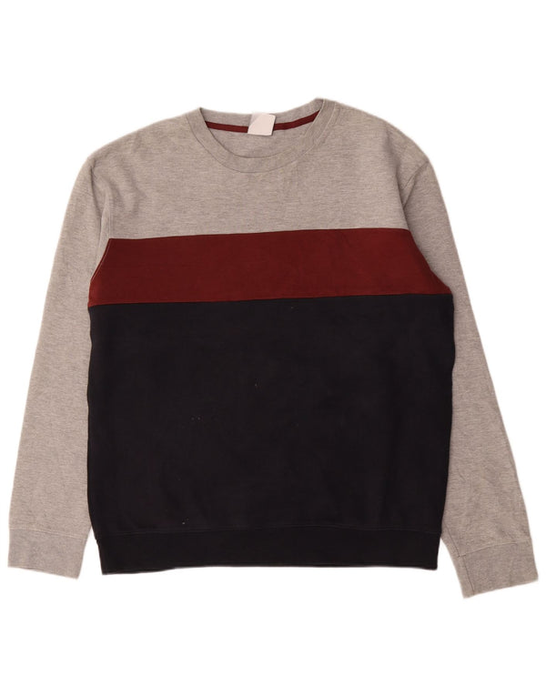 Zara Suéter masculino com gola redonda XL algodão colorblock multicolorido