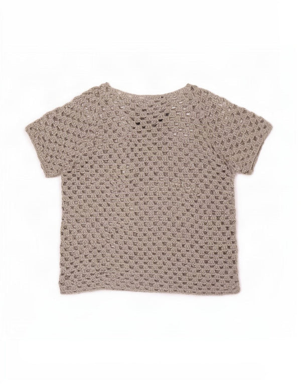 Blusa feminina vintage transparente UK 16 grande cinza floral