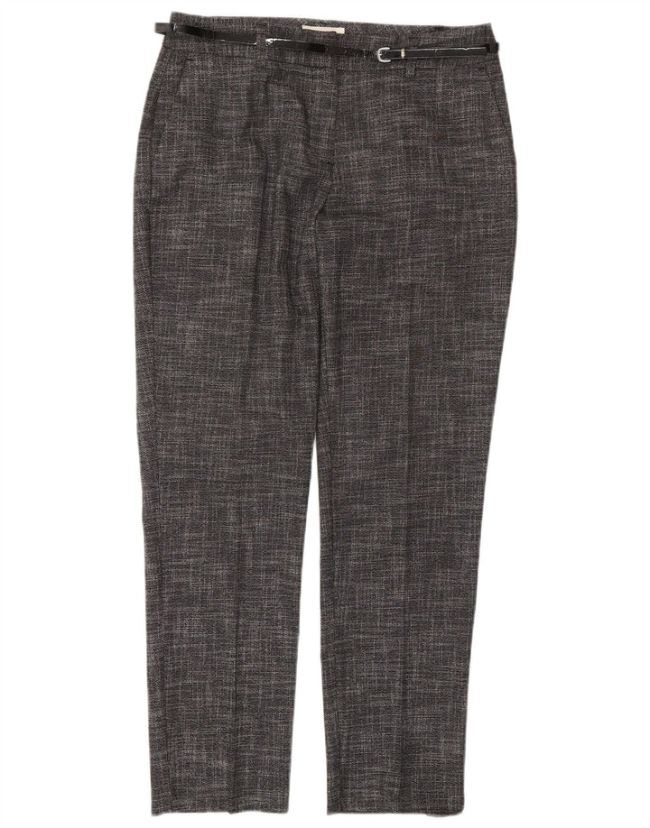 Calça feminina casual curta MONSOON Reino Unido 10 pequena W27 L28 cinza manchada