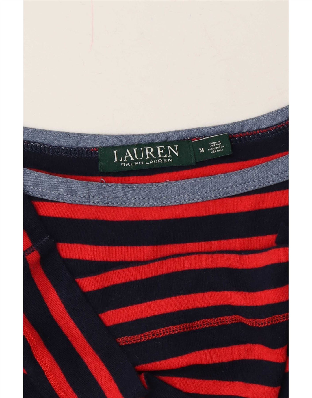Camiseta feminina Ralph Lauren UK 14 listrada vermelha média