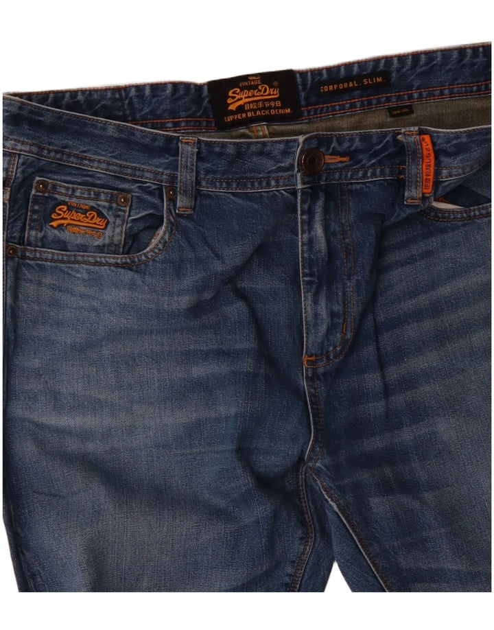 SUPERDRY Masculino Corporal Slim Jeans W36 L34 Azul Algodão