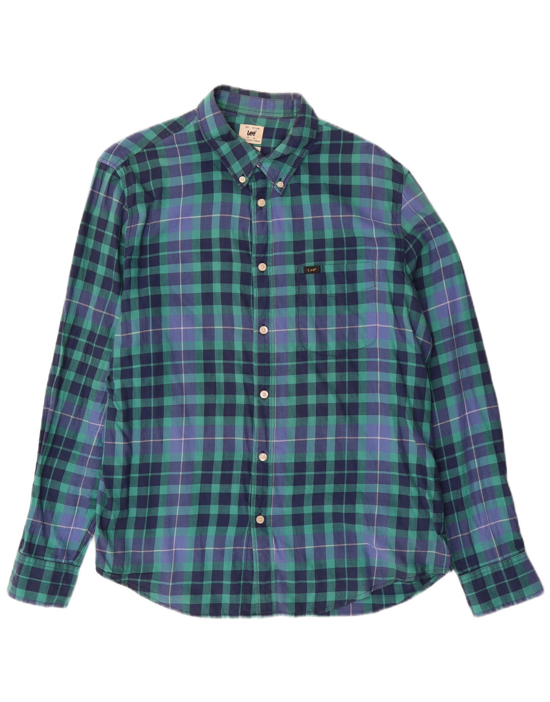 Camisa masculina LEE regular fit grande algodão xadrez azul