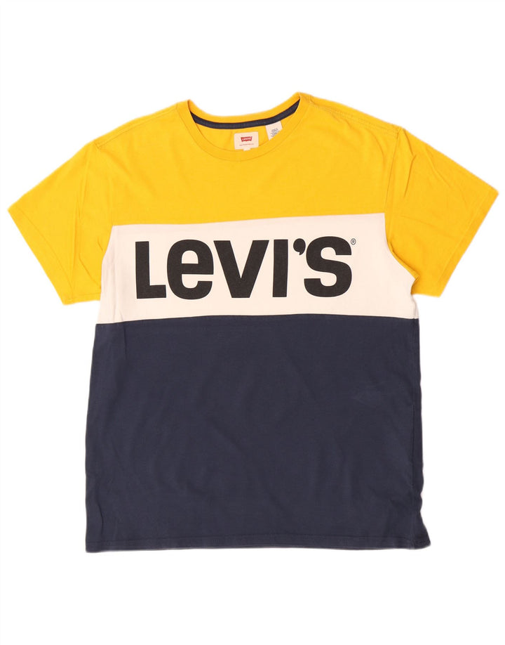 Camiseta gráfica masculina Levi's Top médio algodão colorblock multicolorido