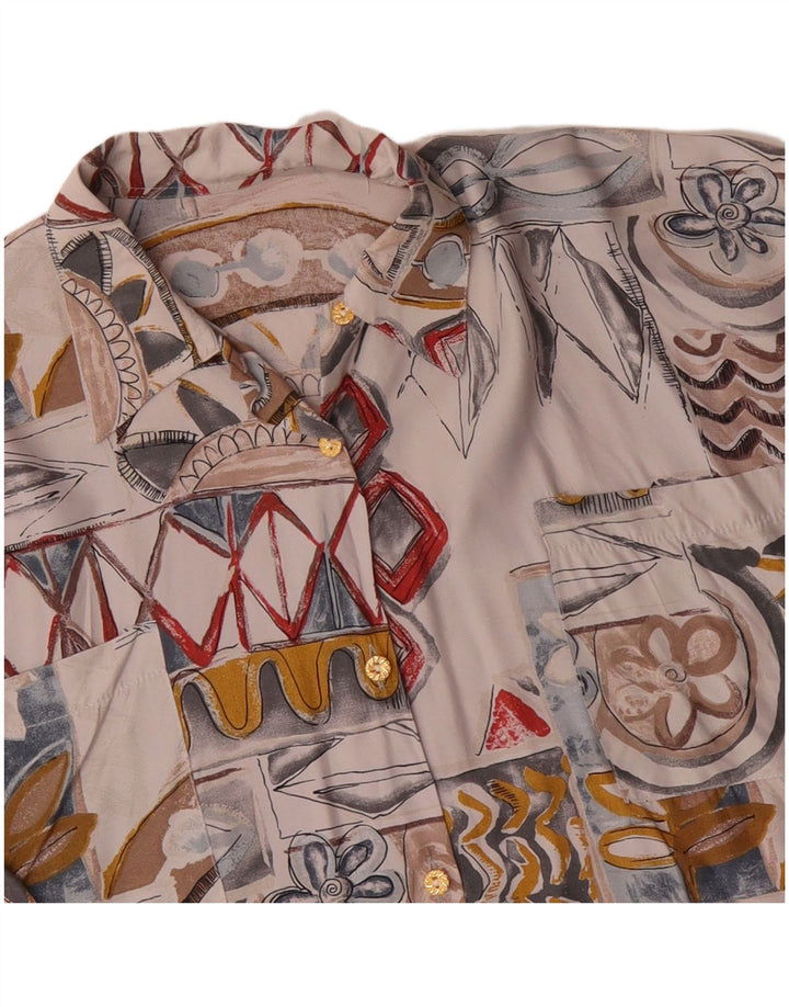 Camisa feminina VINTAGE UK 18 XL patchwork branco