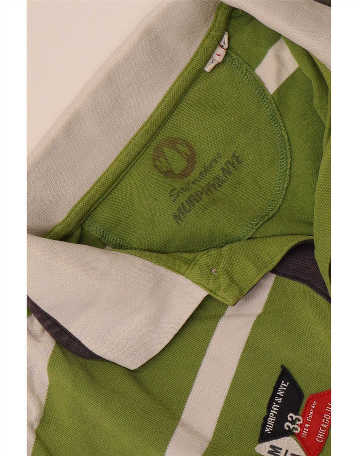 Camisa polo masculina de rugby Murphy & Nye listrada verde grande